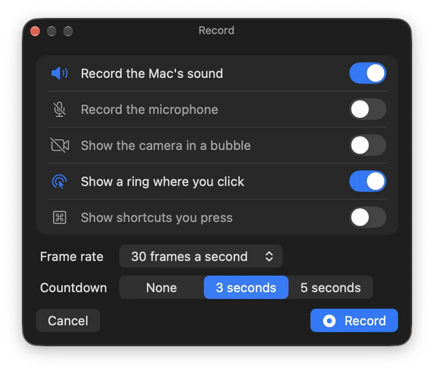 CaptureLens recording bar